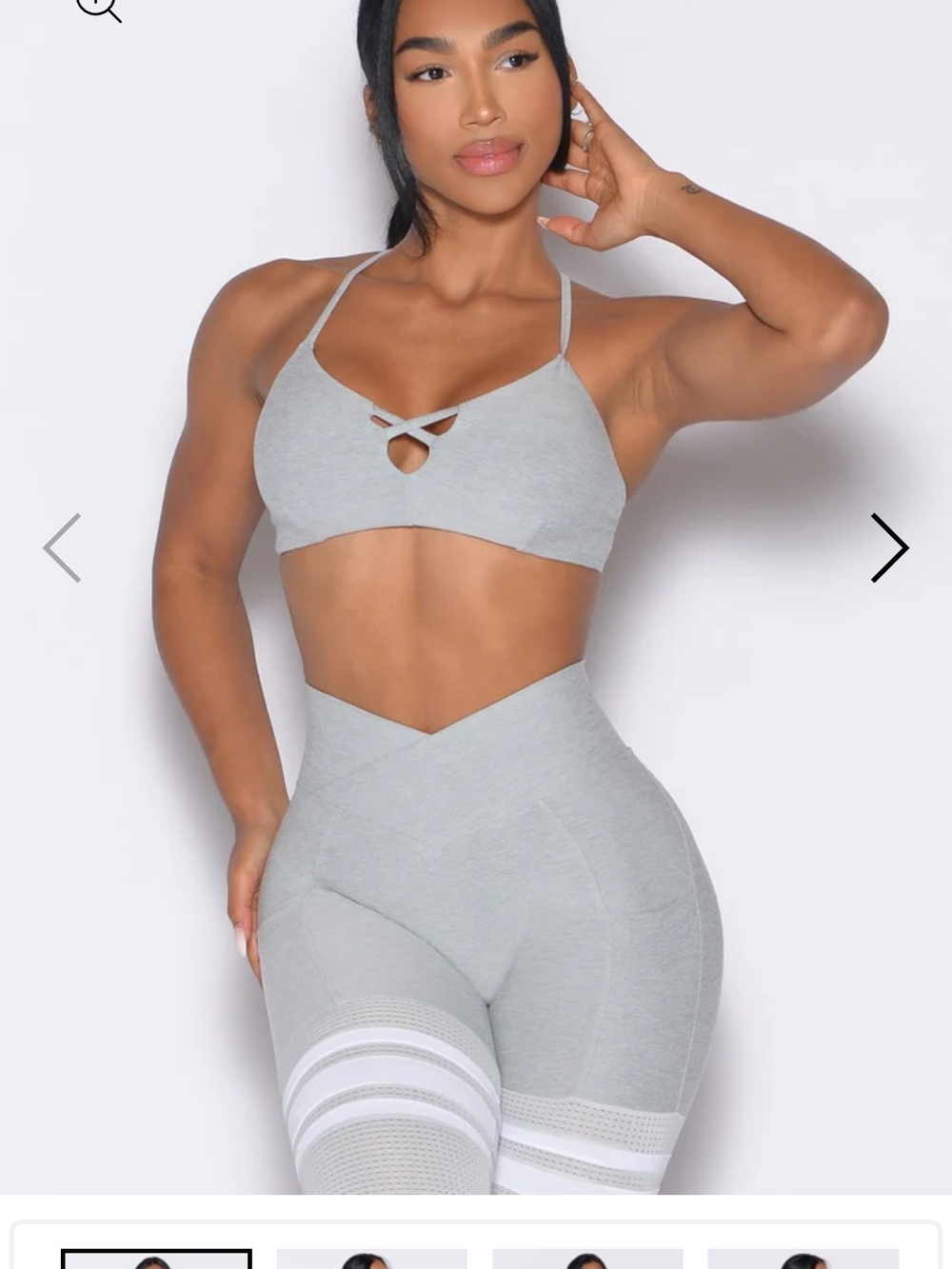BOMBSHELL SPORTWEAR (SET) Light Gray Strappy Sports Bralette - Women